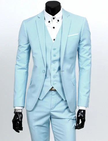 Mune Fashion | Beige Three-Piece Men's Suit With Vest