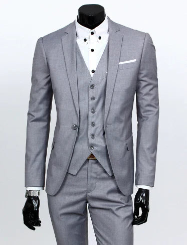 Mune Fashion | Beige Three-Piece Men's Suit With Vest