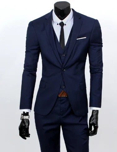 Mune Fashion | Beige Three-Piece Men's Suit With Vest