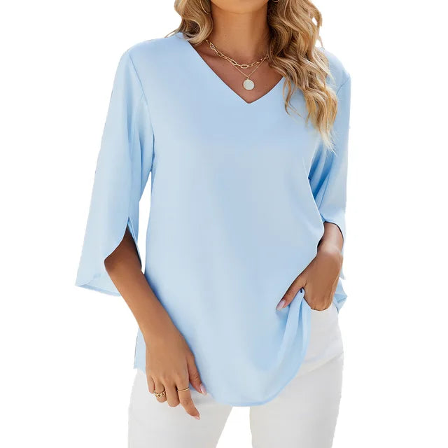 Unique blouse with V-neck