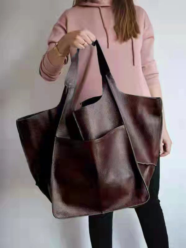 Mune | Simple Large Bag Soft Leather Large Capacity One Shoulder Portable Tote Bag
