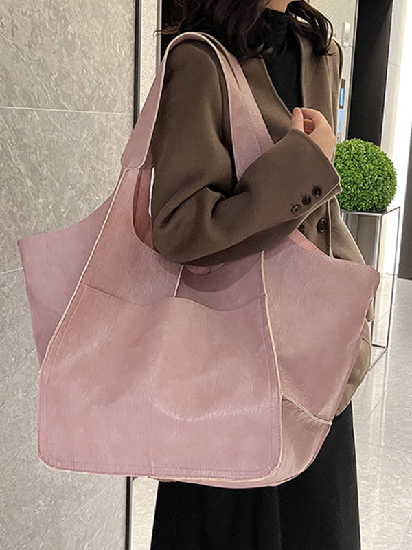 Mune | Simple Large Bag Soft Leather Large Capacity One Shoulder Portable Tote Bag