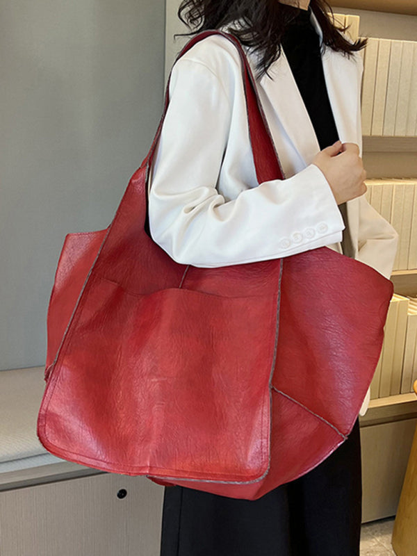 Mune | Simple Large Bag Soft Leather Large Capacity One Shoulder Portable Tote Bag