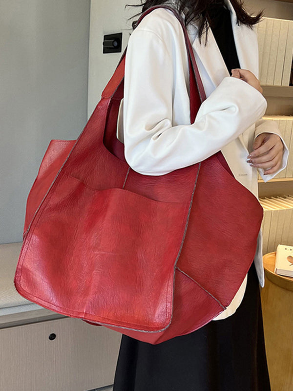 Mune | Simple Large Bag Soft Leather Large Capacity One Shoulder Portable Tote Bag