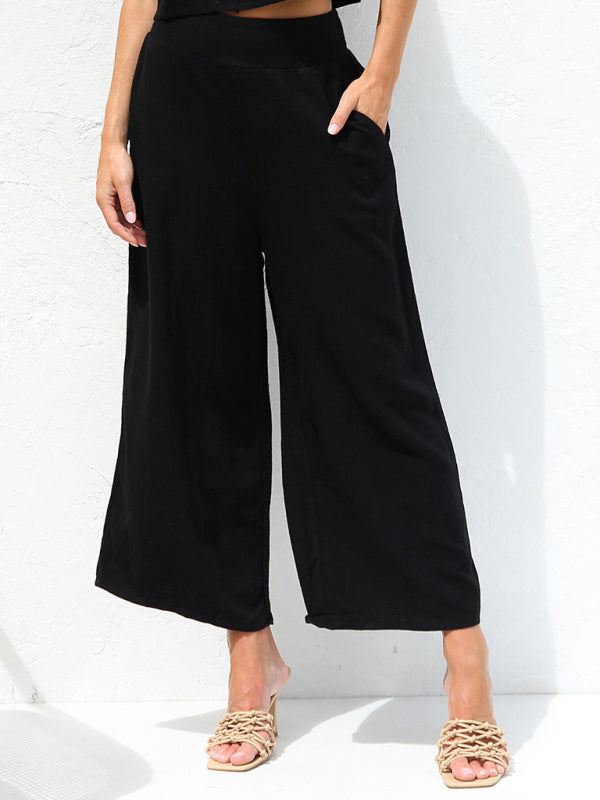 Mune Fashion | Women's Casual Sleeveless Button Vest Short Loose Fit Trousers Cotton and Linen Suit
