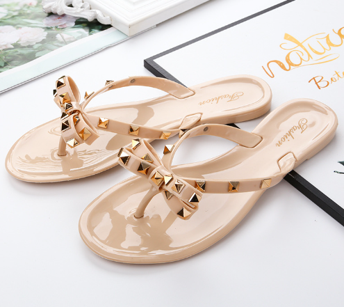 Mune Fashion | Stud Bow Knot Flip-Flops Sandals