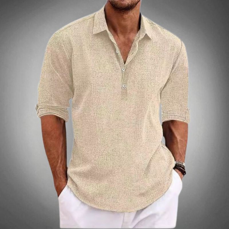 Mune Fashion | Men's Long Sleeve Polo Shirt with Button Placket
