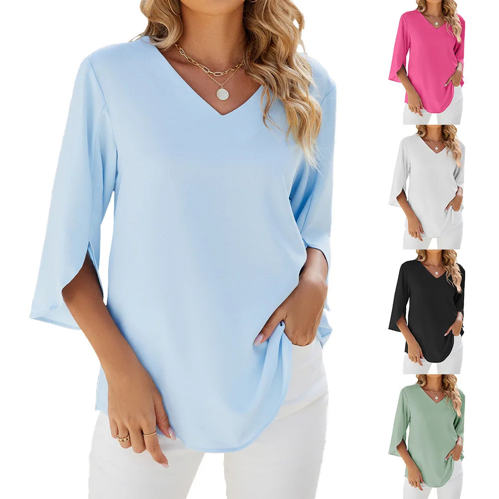 Unique blouse with V-neck