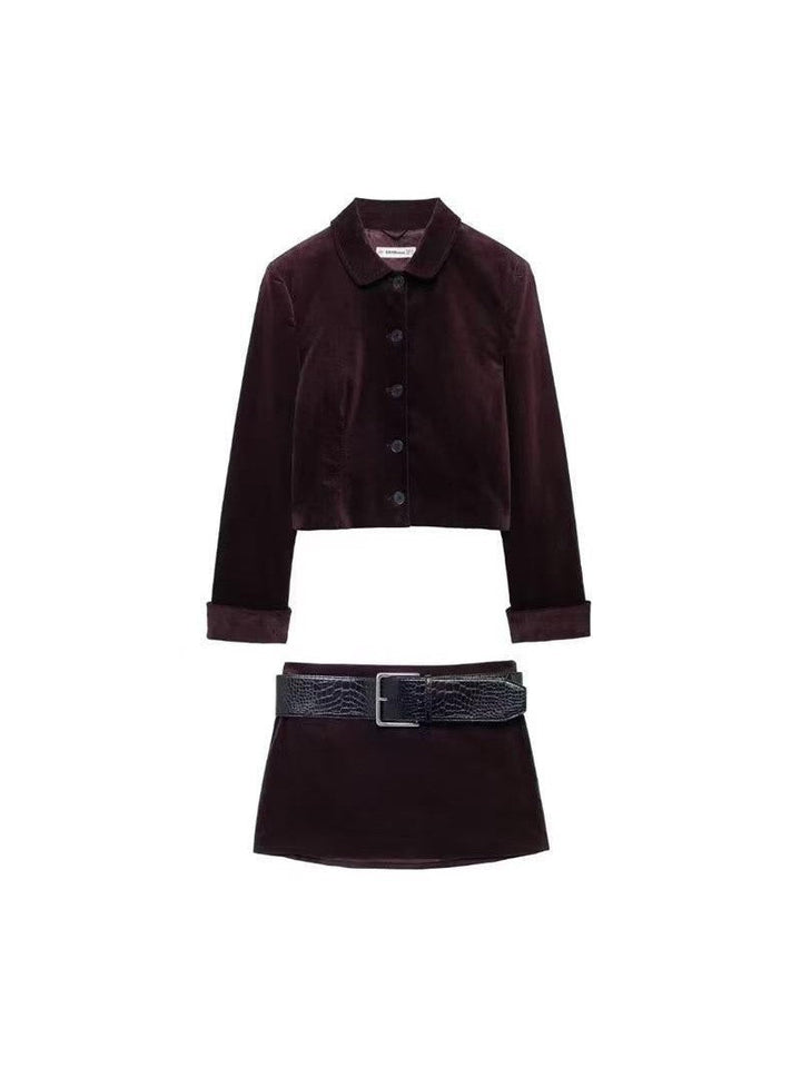 Mune | Jacket & Short Skirt with Belt Coordination Set