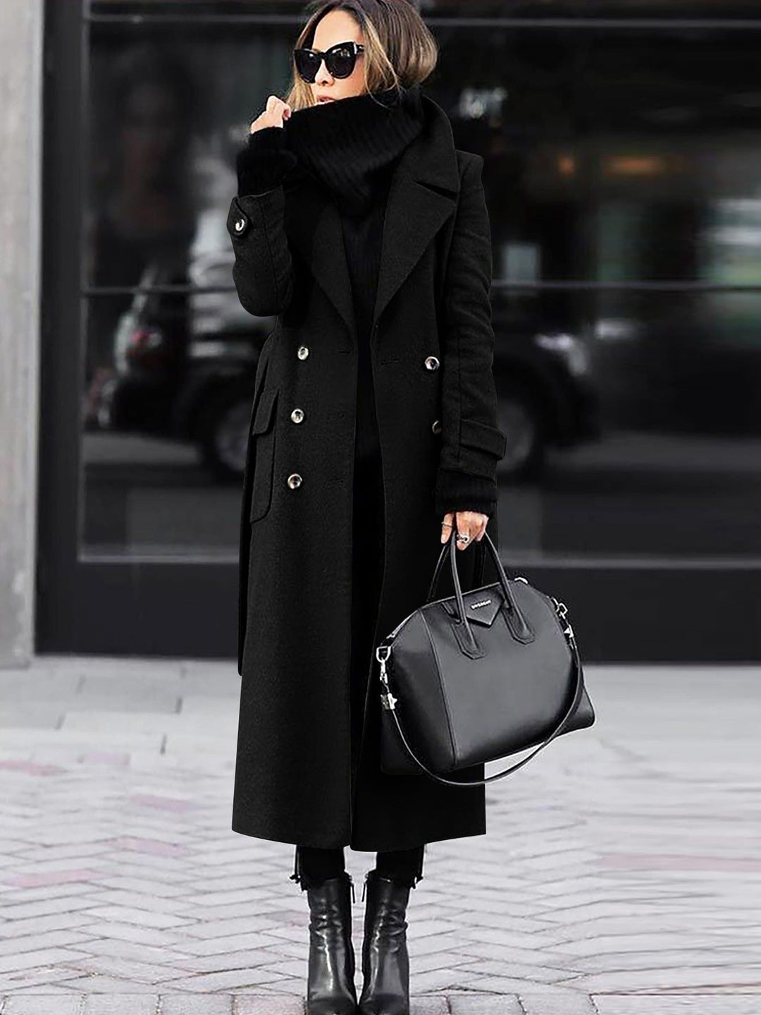 Mune | Coat Wool Figure-Hugging Model Double Button Row Full Length