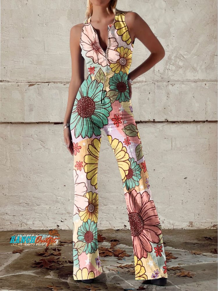Mune Fashion | Floral Art Denim Jumpsuit