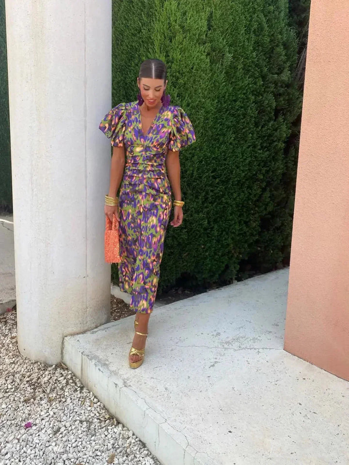 Mune | Women’s Elegant Puff Sleeve Printed Dress