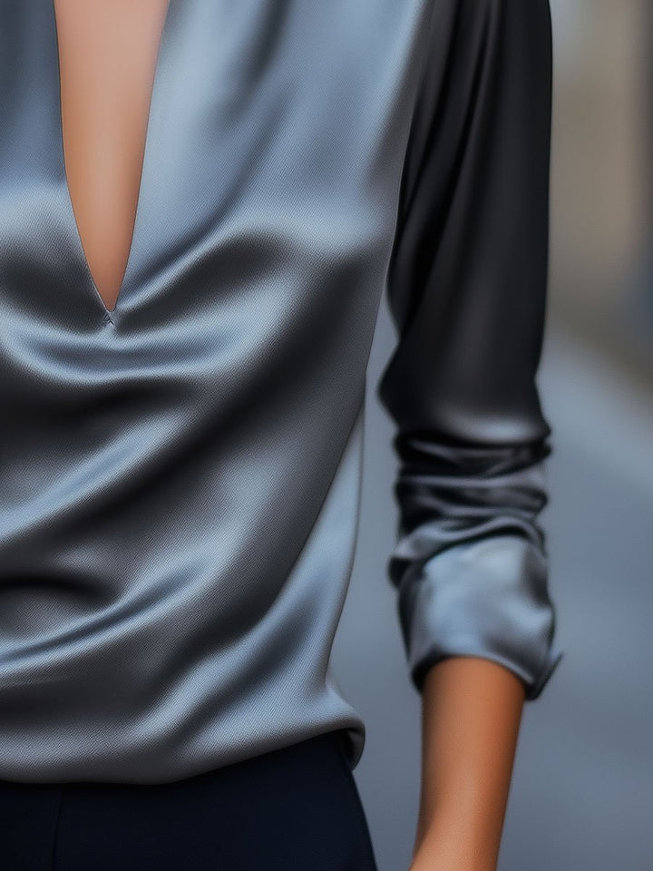 Women’s Spring V-Neck Satin Blouse