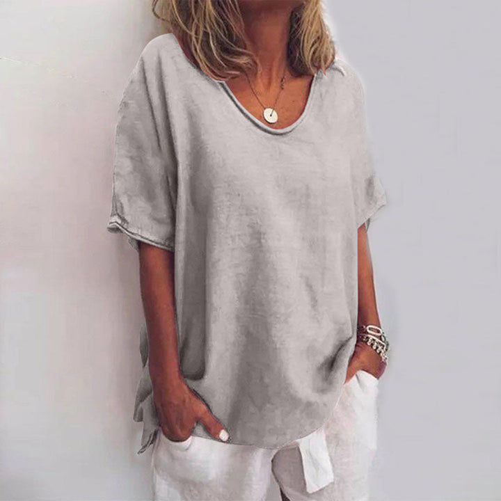 Mune Fashion | Women's Round Neck Shirt Solid Color