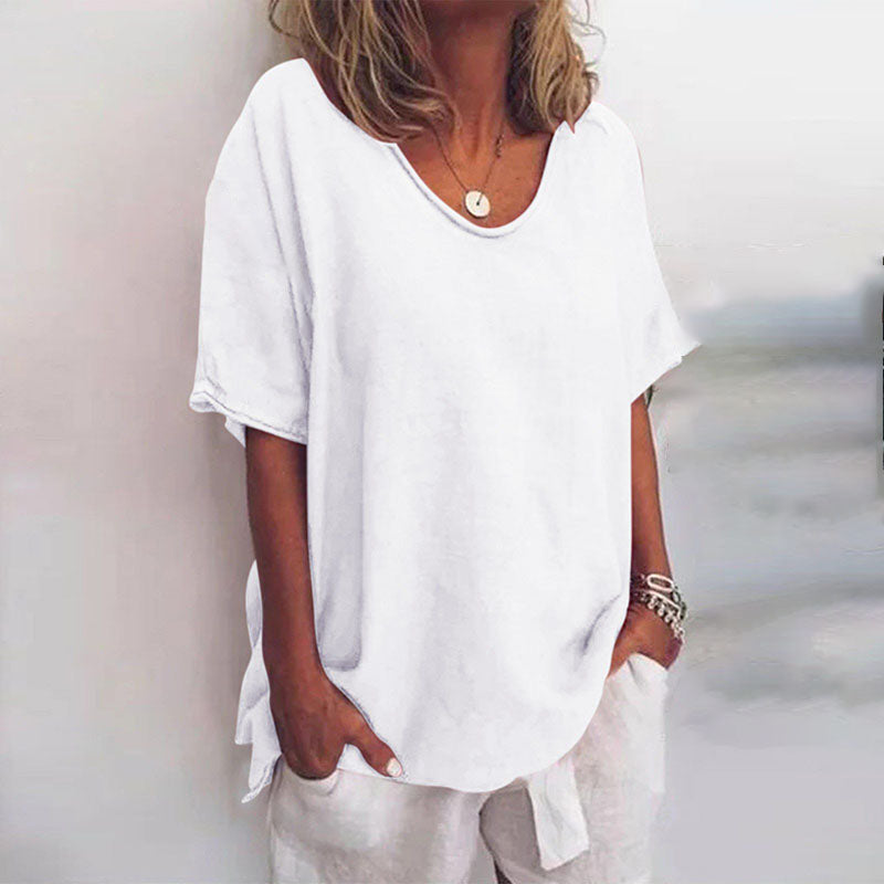 Mune Fashion | Women's Round Neck Shirt Solid Color