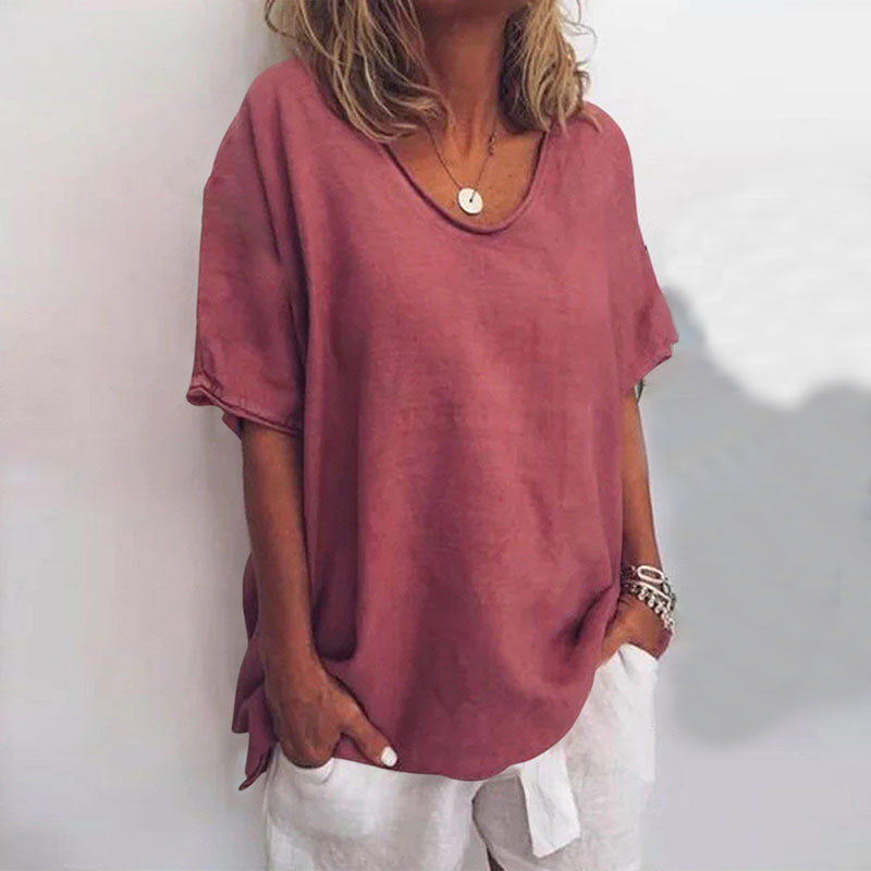 Mune Fashion | Women's Round Neck Shirt Solid Color