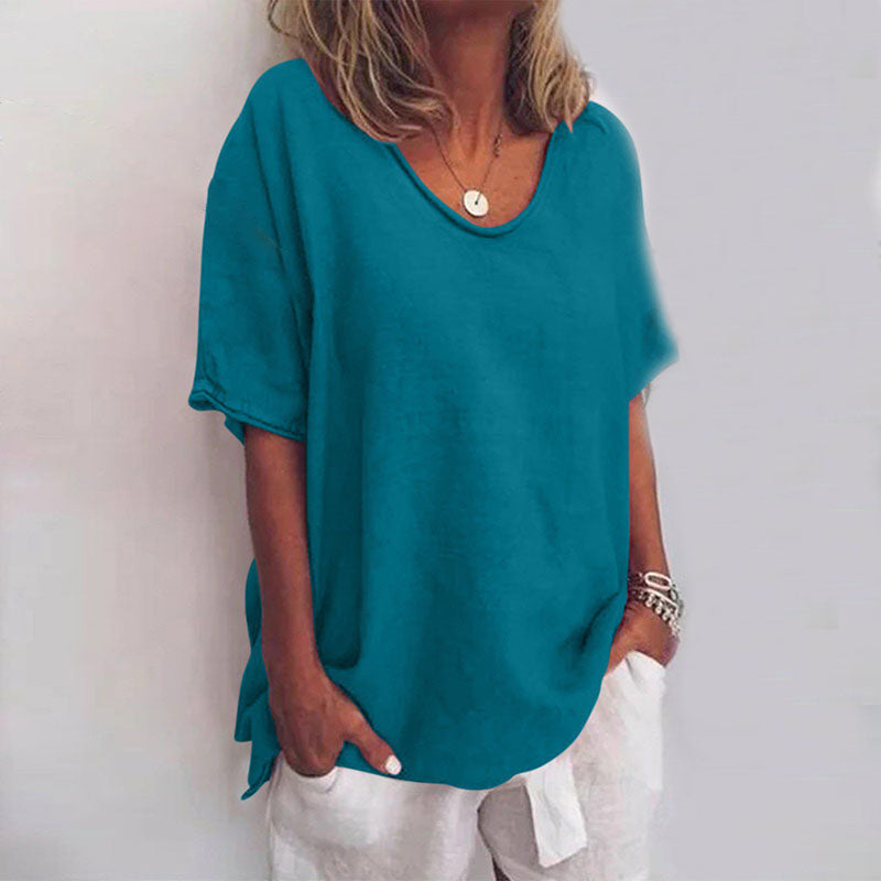 Mune Fashion | Women's Round Neck Shirt Solid Color
