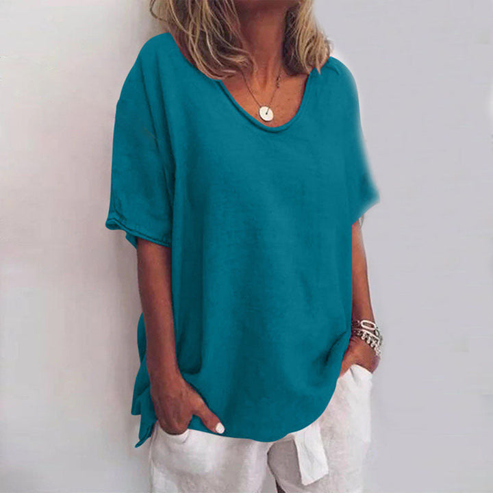 Mune Fashion | Women's Round Neck Shirt Solid Color