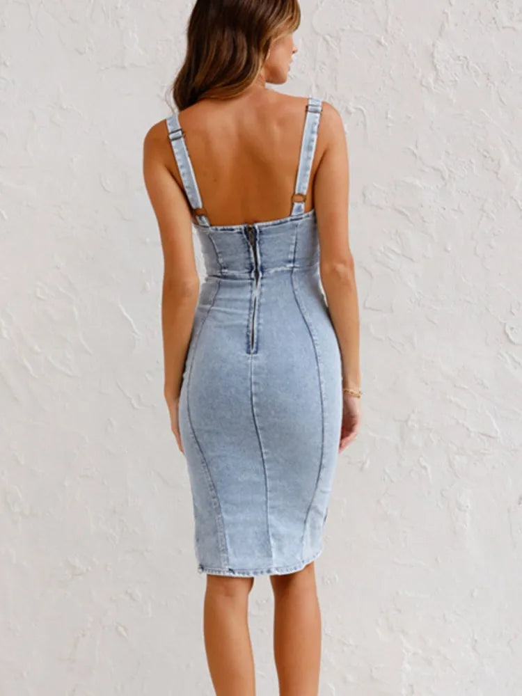 Jeans dress with adjustable straps