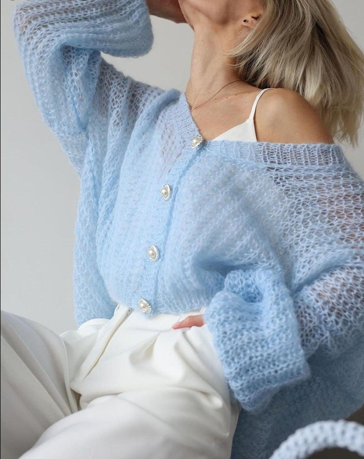 Mune | Light Blue Cardigan with Pearl Buttons