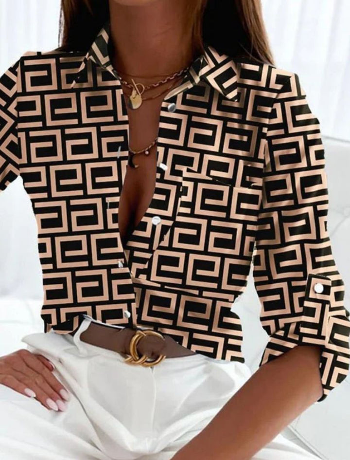 Mune Fashion | Women's Summer Blouse with Lapel Collar