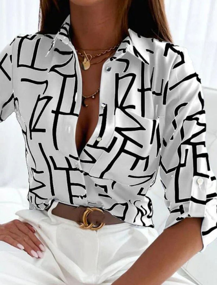 Mune Fashion | Women's Summer Blouse with Lapel Collar