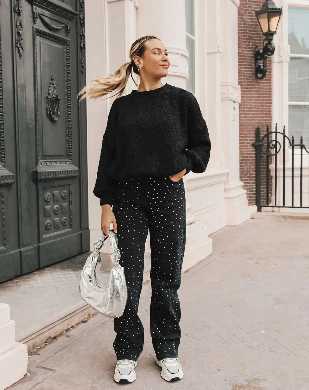 Mune | Denim Sparkle Pants with Glitter