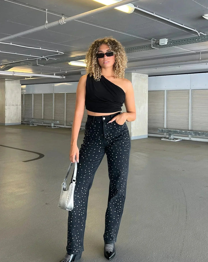 Mune | Denim Sparkle Pants with Glitter