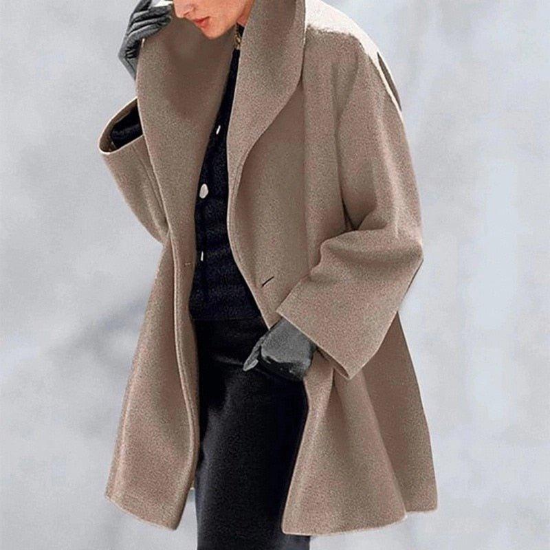 Mune | Coat - Stylish wool coat with wide collar for women