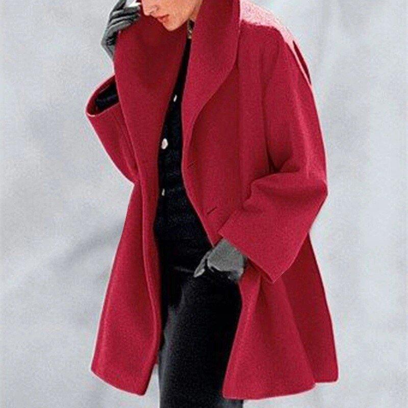 Mune | Coat - Stylish wool coat with wide collar for women