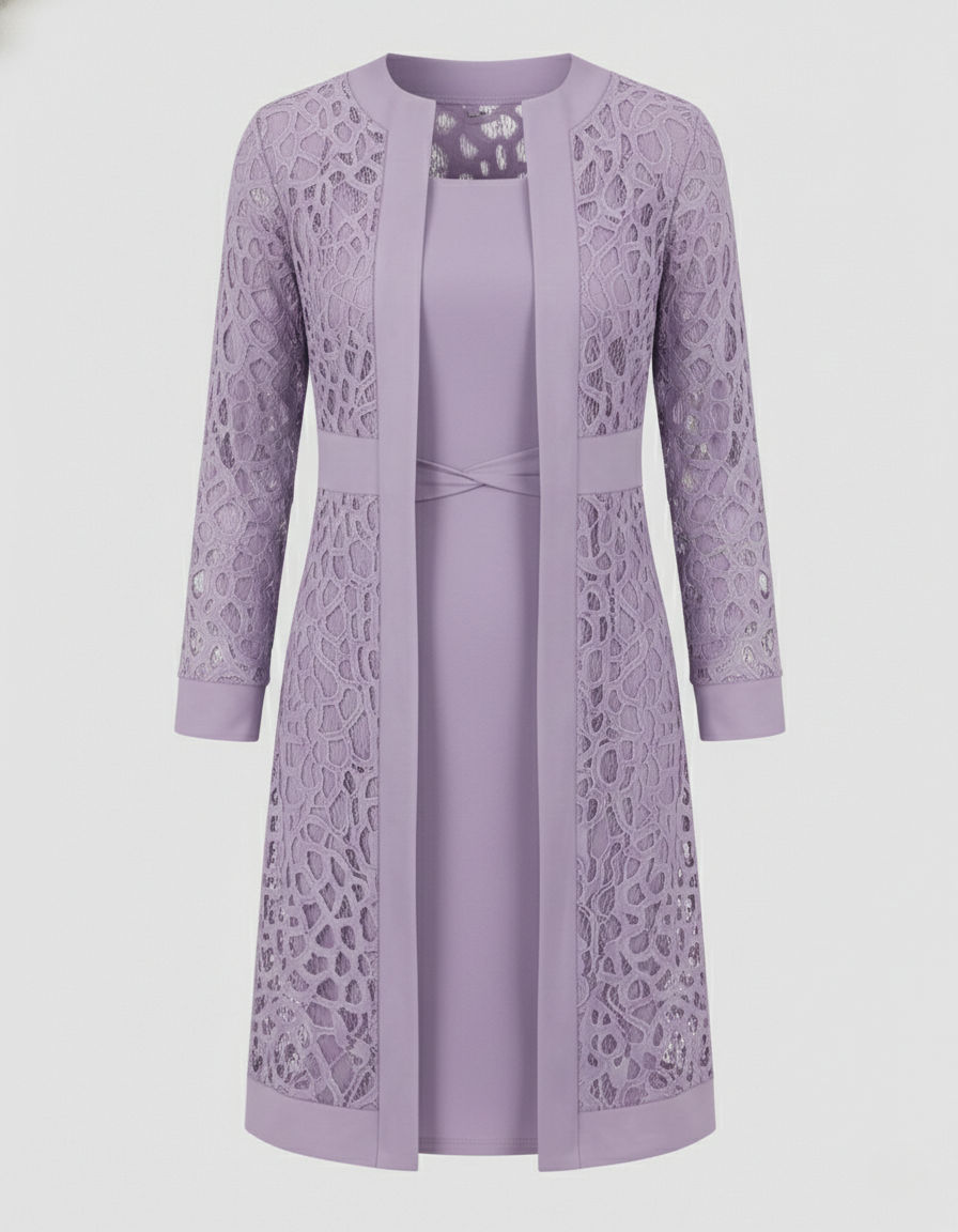 Elegant lace cardigan dress