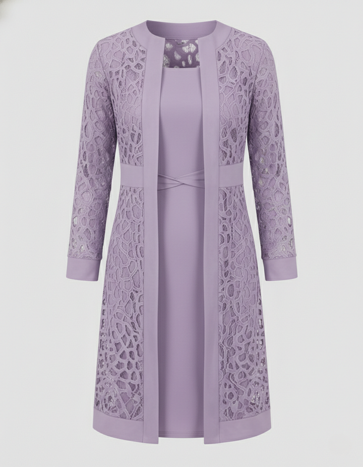 Elegant lace cardigan dress