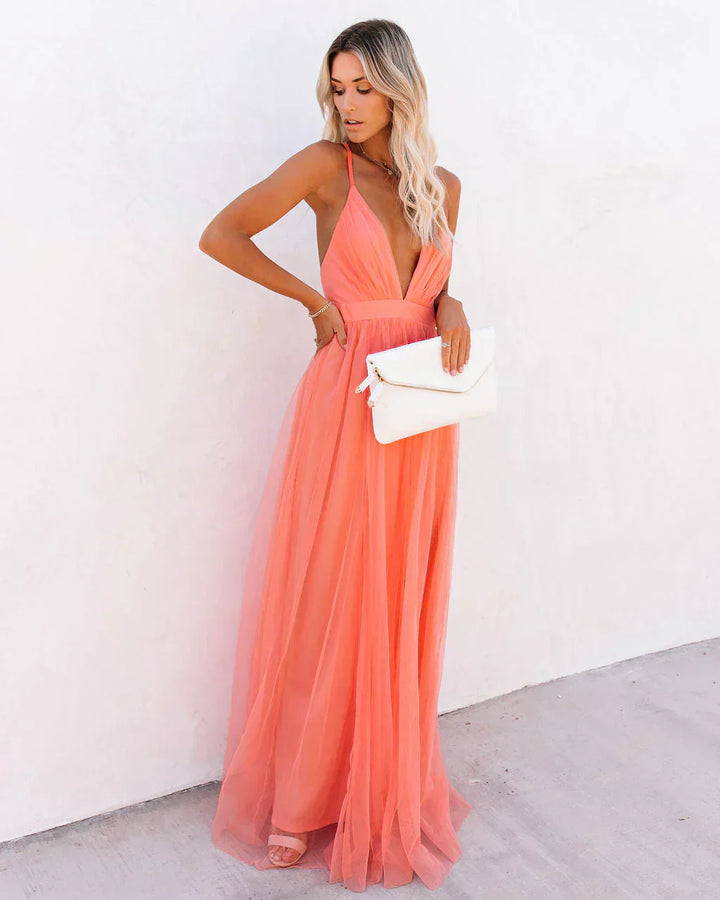 Mune Fashion | Elegant orange dress with straps for women