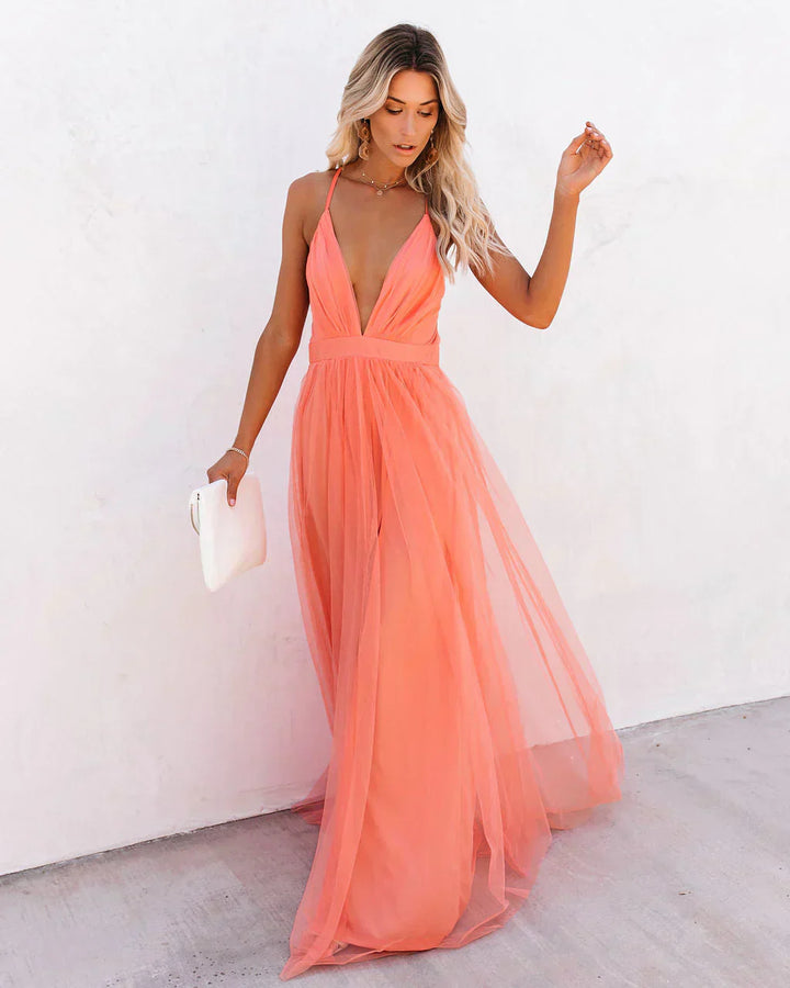 Mune Fashion | Elegant orange dress with straps for women