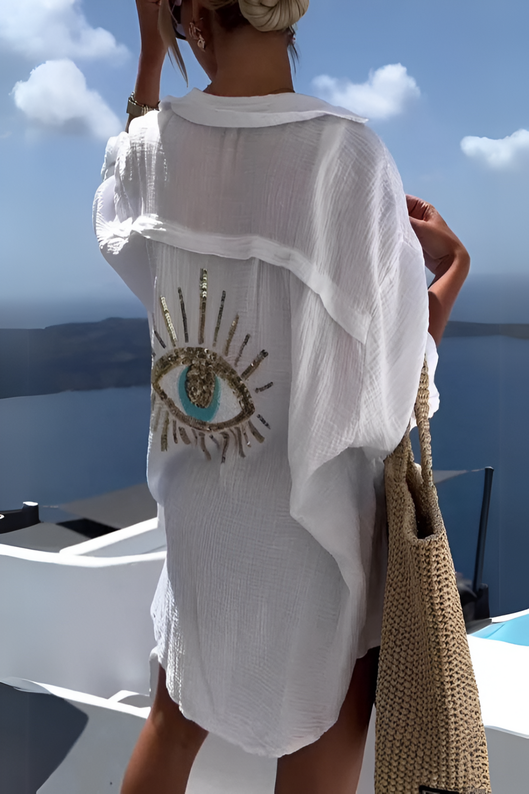 Mune Fashion | Evil Eye Bead Polo Button Down
