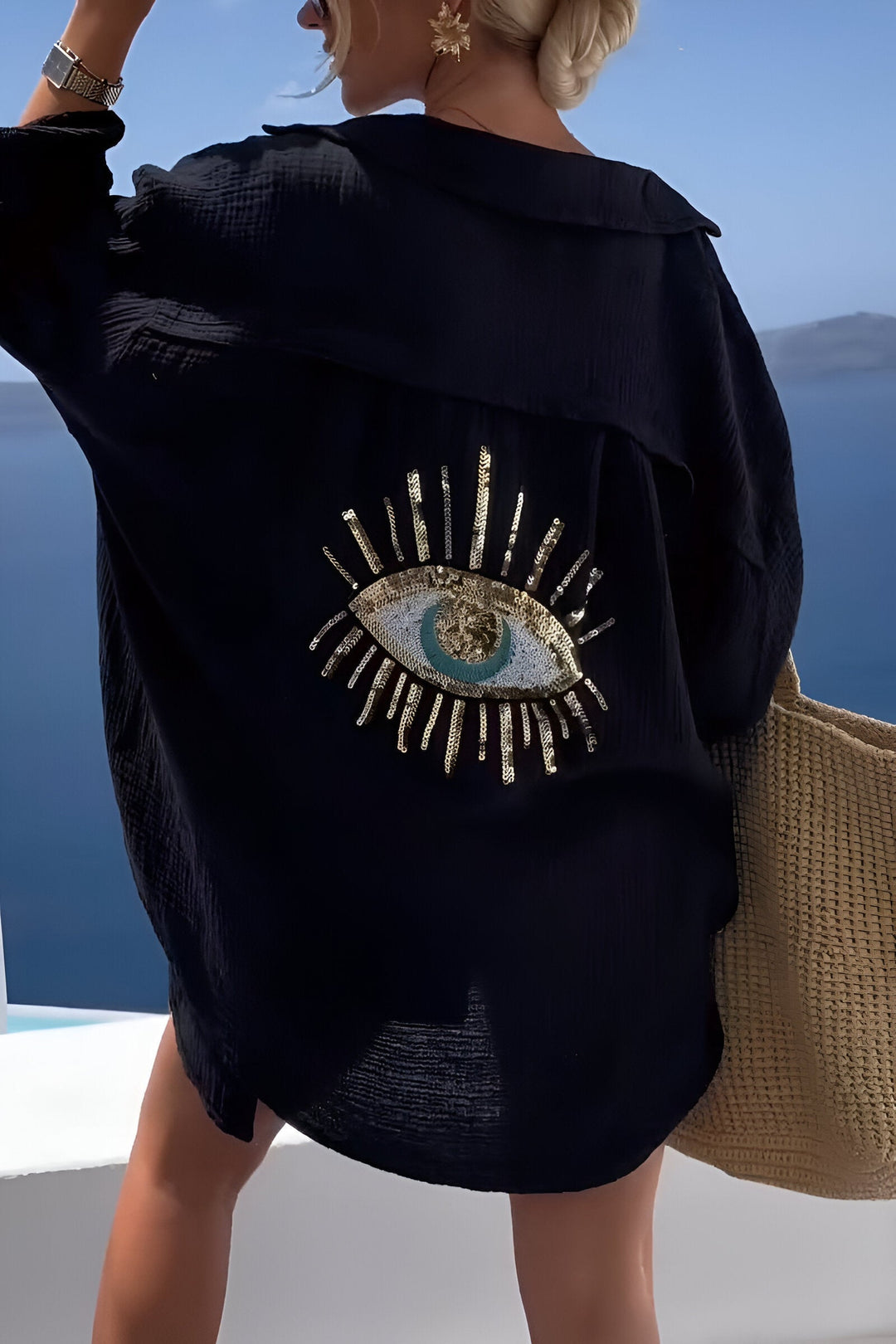 Mune Fashion | Evil Eye Bead Polo Button Down