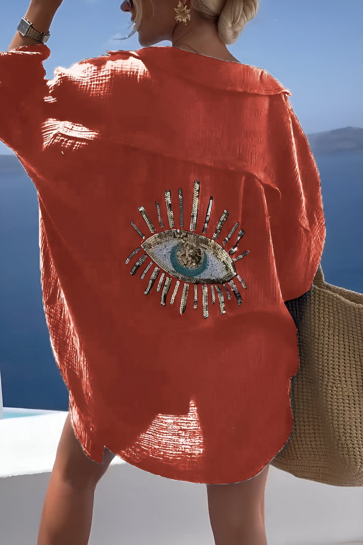 Mune Fashion | Evil Eye Bead Polo Button Down