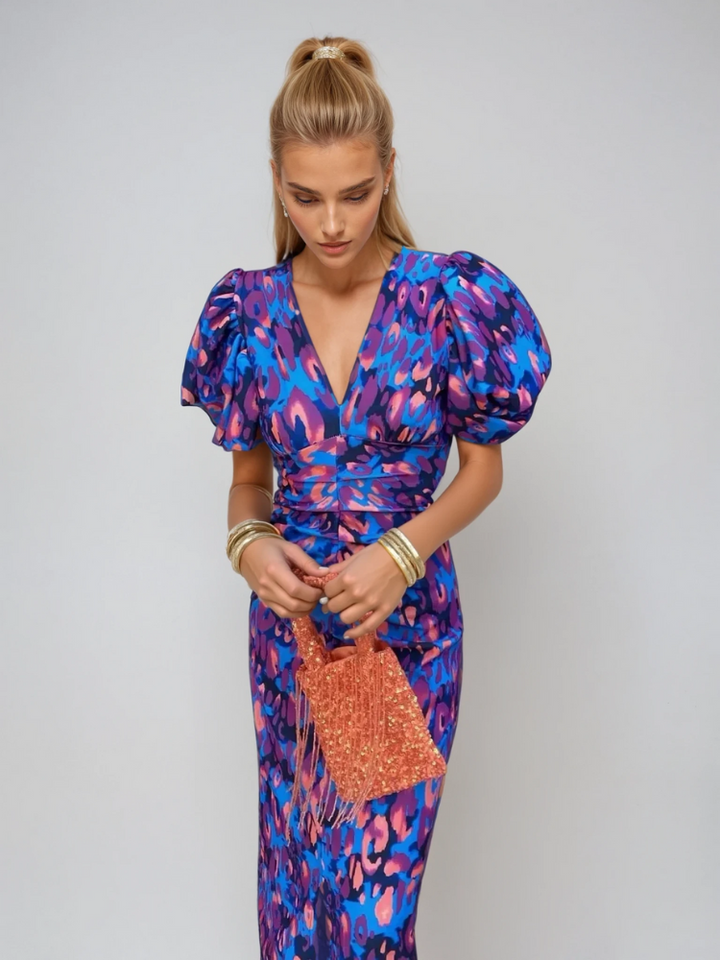 Mune | Women’s Elegant Puff Sleeve Printed Dress