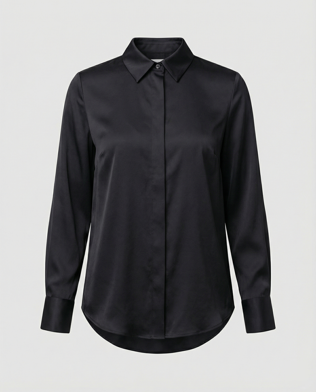 Ladies elegant satin blouse with classic collar and timeless cut Mune Fashion