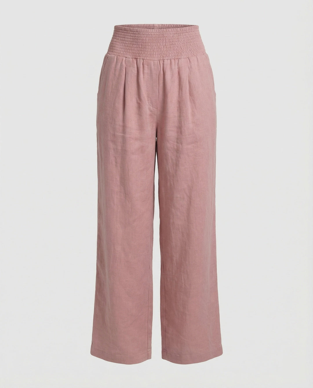 Women's airy linen pants with elastic waistband and wide cut Mune Fashion