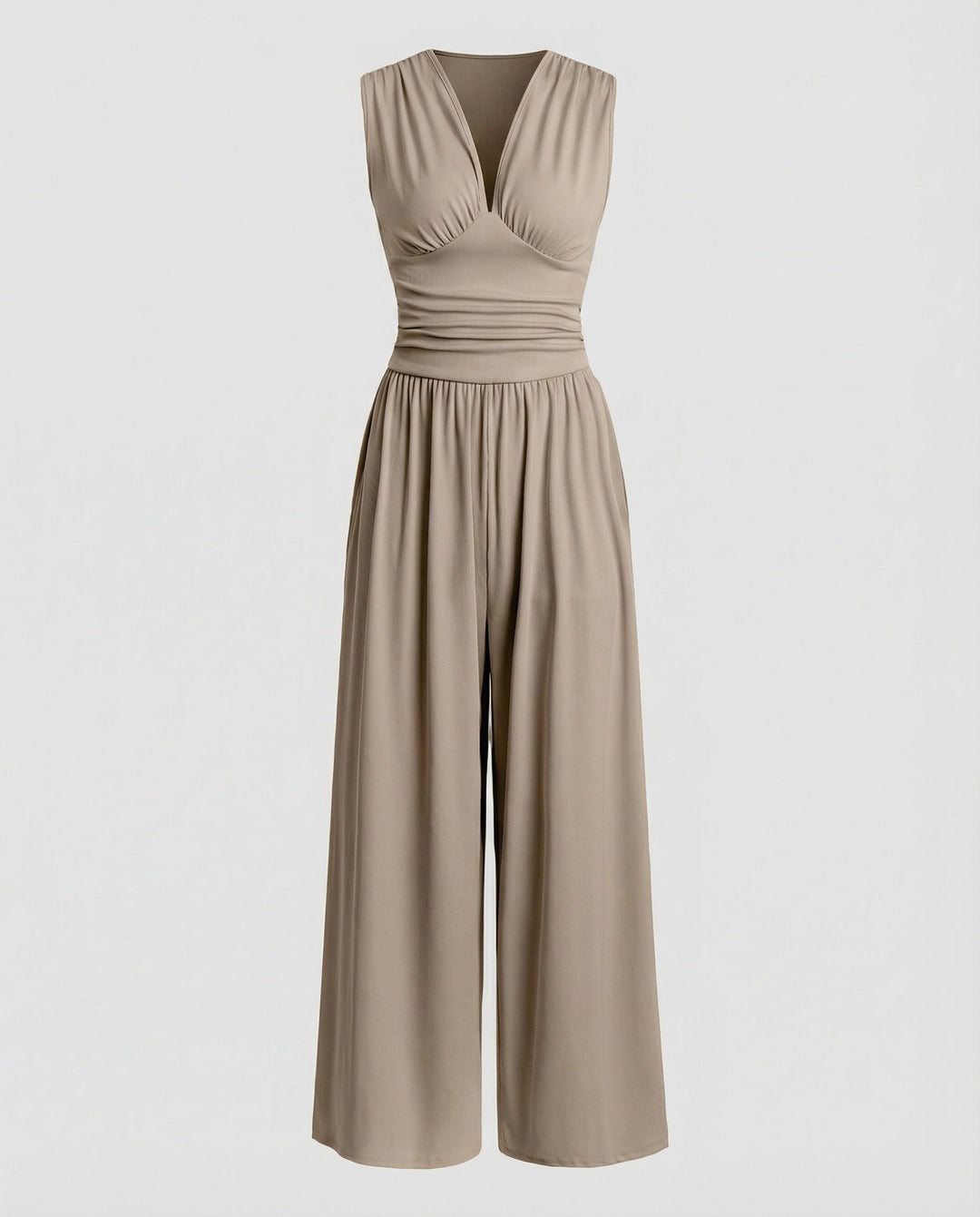 Women's jumpsuit with stylish V-neck and wide leg Mune Fashion