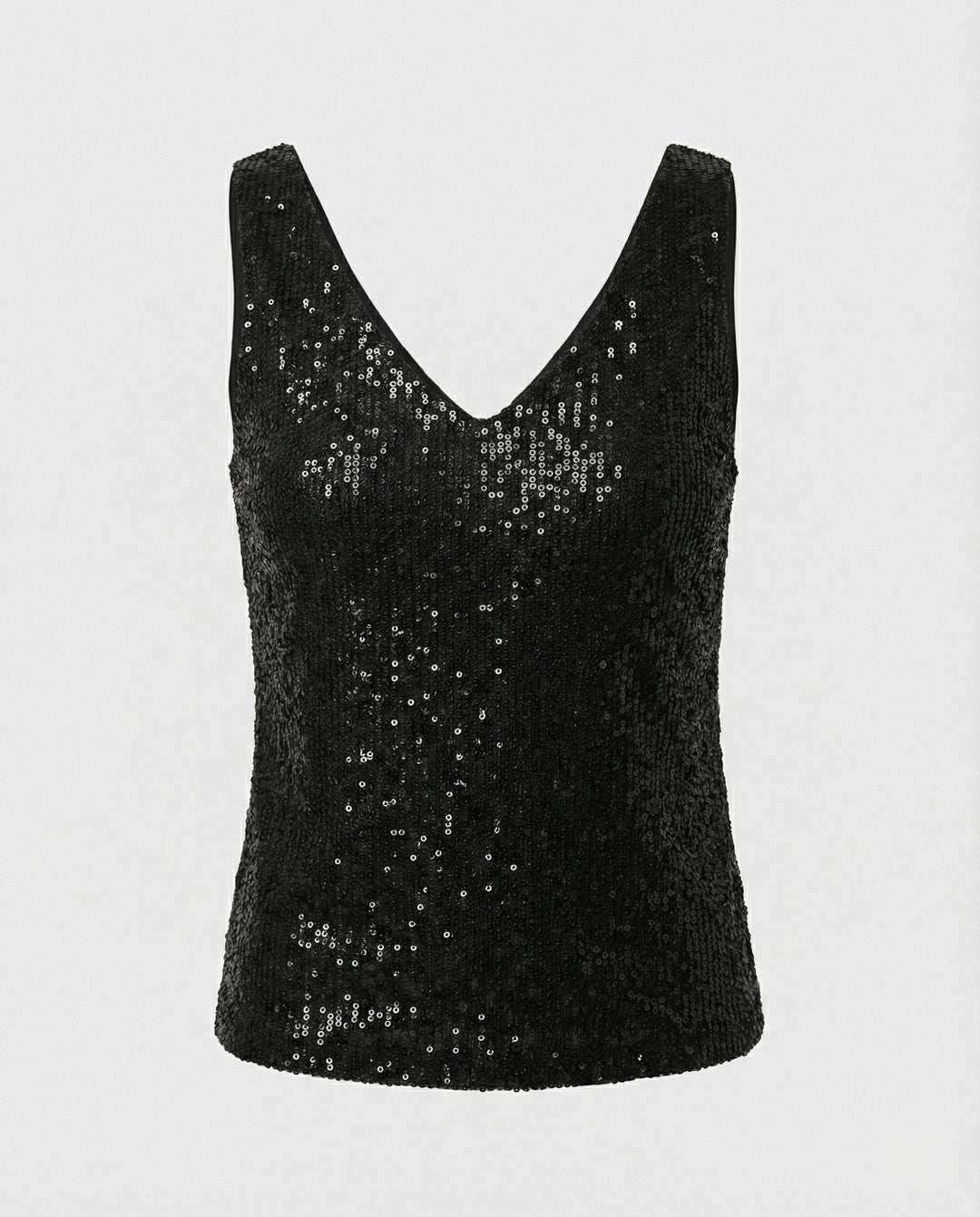 Women Glittering Top with V-Neck and Sparkling Sequin Trim Mune Fashion