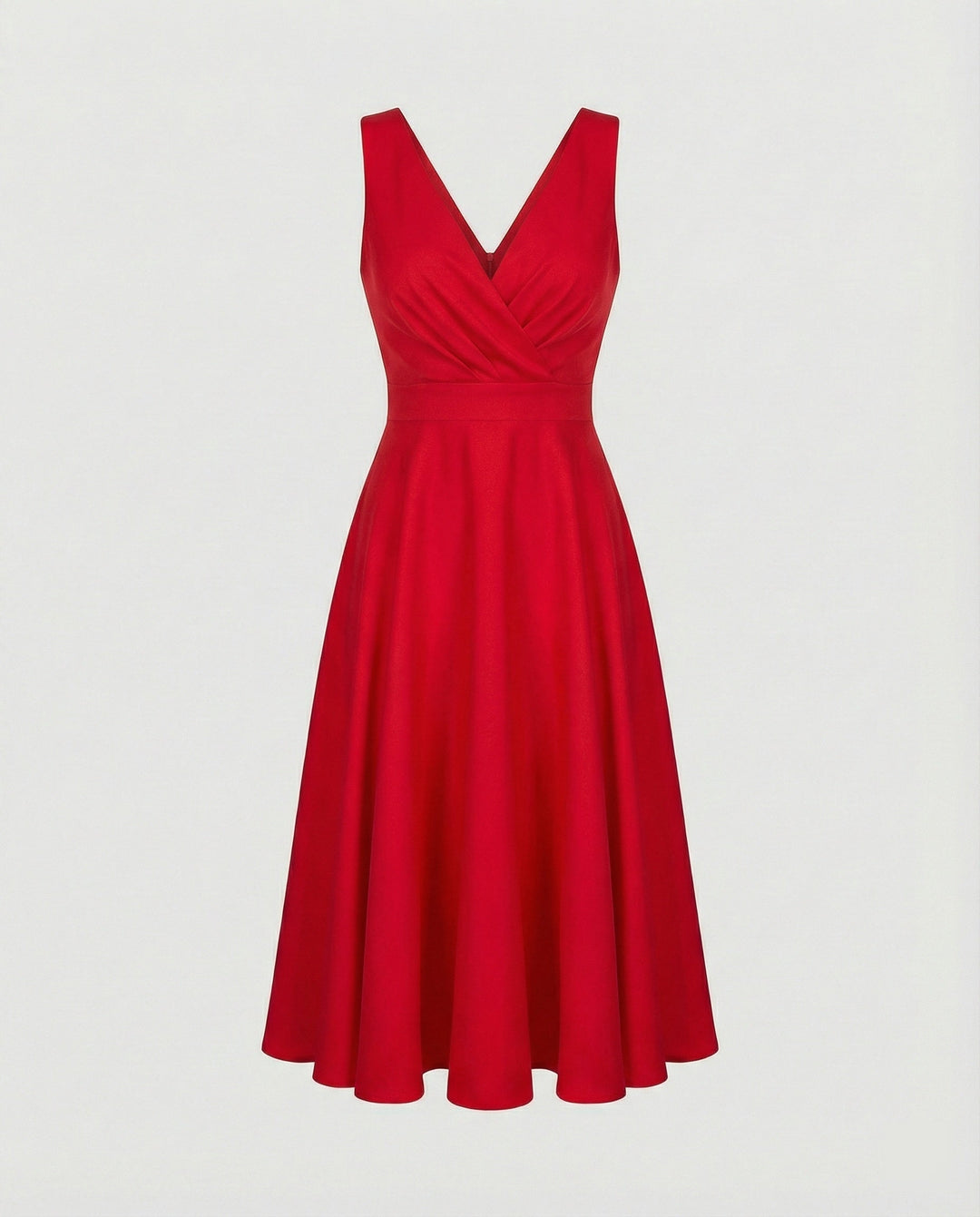 Midi dress in A-line, zipper, straps, V neck, sleeveless, elegant, for women, cocktail party