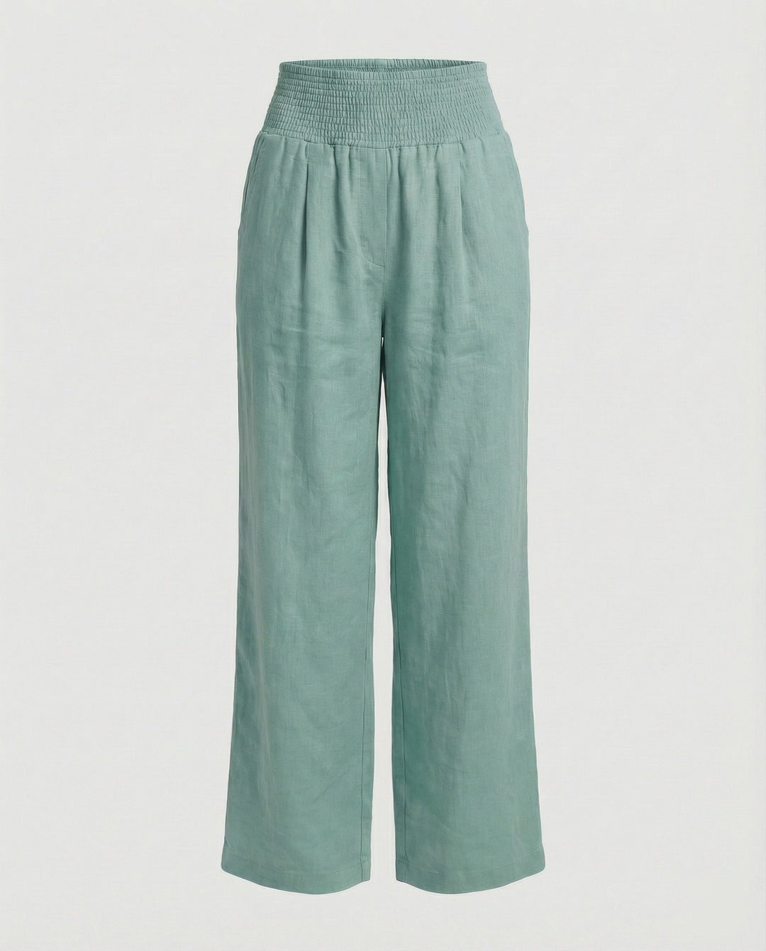 Women's airy linen pants with elastic waistband and wide cut Mune Fashion