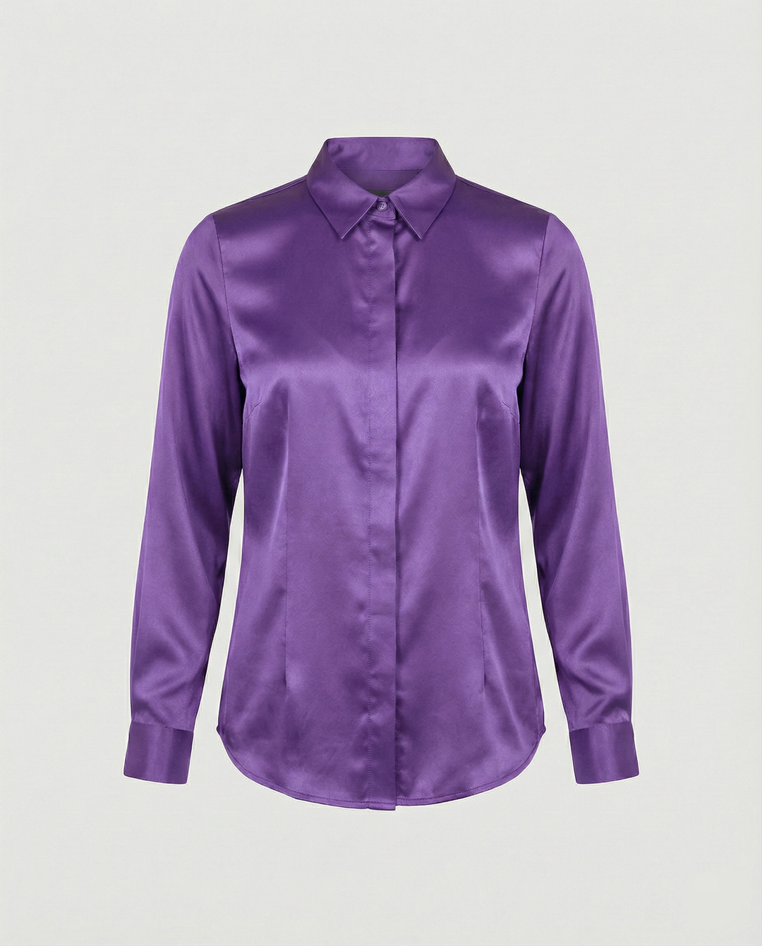 Ladies Satin Blouse with Classic Collar Mune Fashion