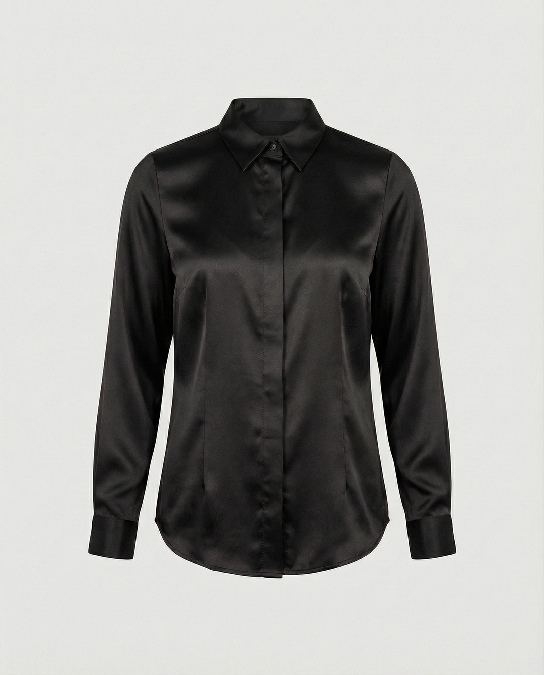 Ladies Satin Blouse with Classic Collar Mune Fashion