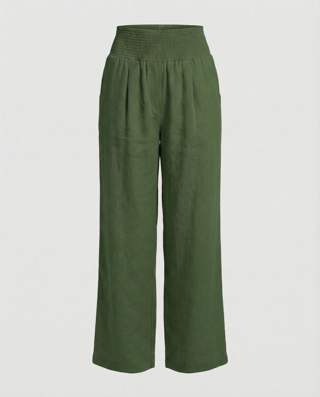 Women's airy linen pants with elastic waistband and wide cut Mune Fashion