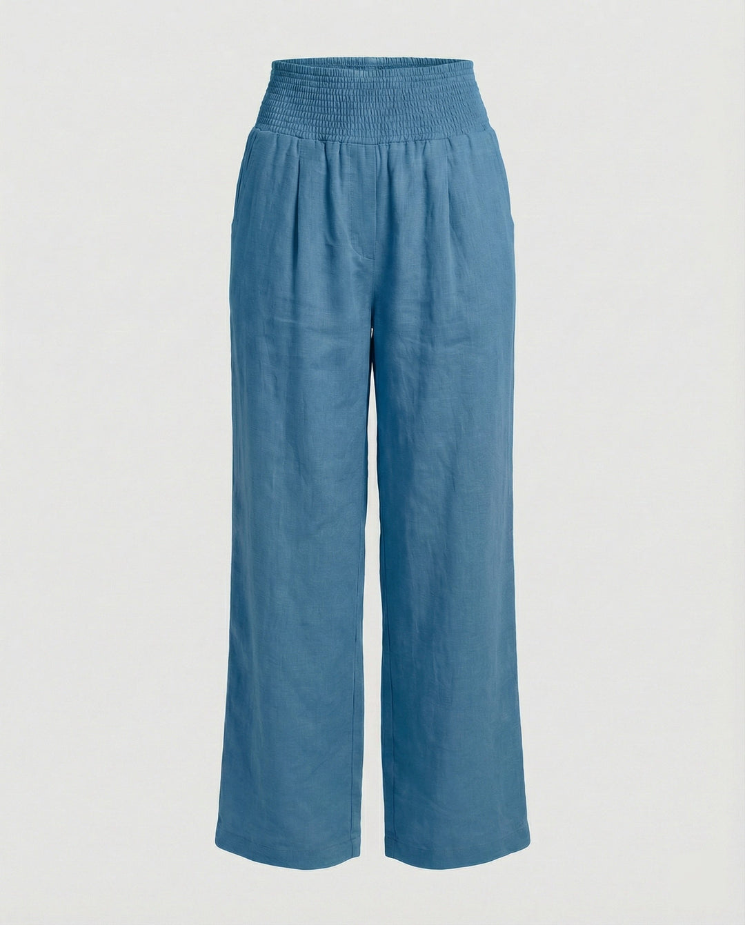 Women's airy linen pants with elastic waistband and wide cut Mune Fashion