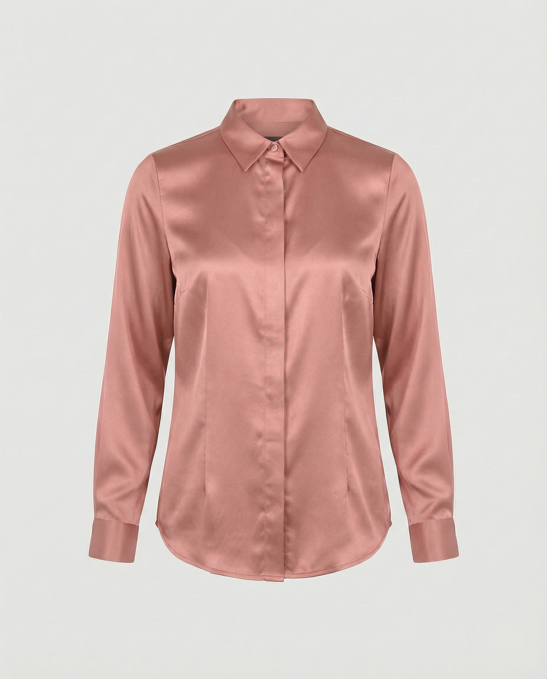 Ladies Satin Blouse with Classic Collar Mune Fashion