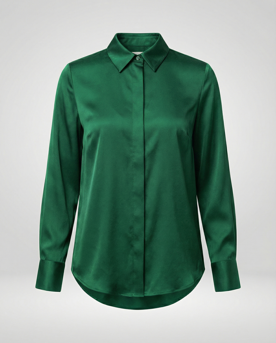 Ladies elegant satin blouse with classic collar and timeless cut Mune Fashion